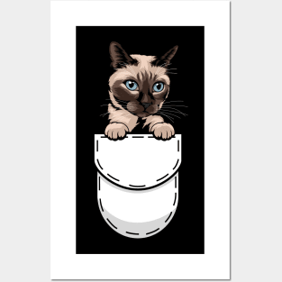 Funny Siamese Pocket Cat Posters and Art